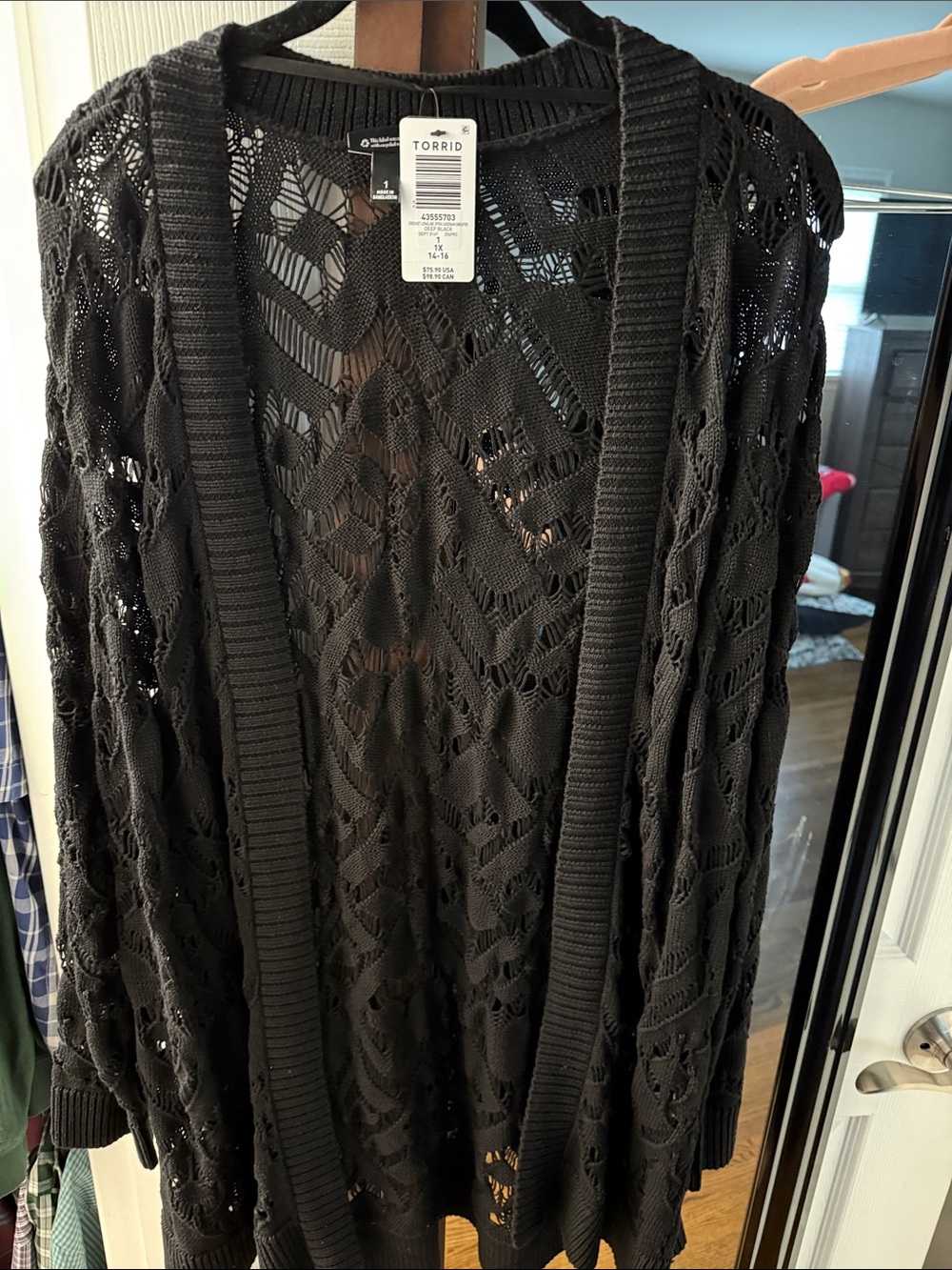 torrid Black Open-Knit Long Cardigan